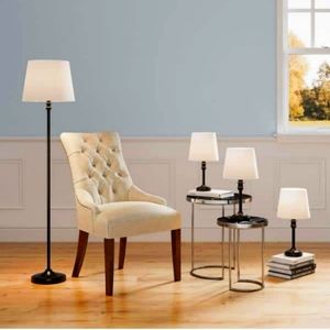 Alsy 57 in. Black Floor Lamp, Two 18 in. Table Lamps and 14 in. Accent Lamp Set